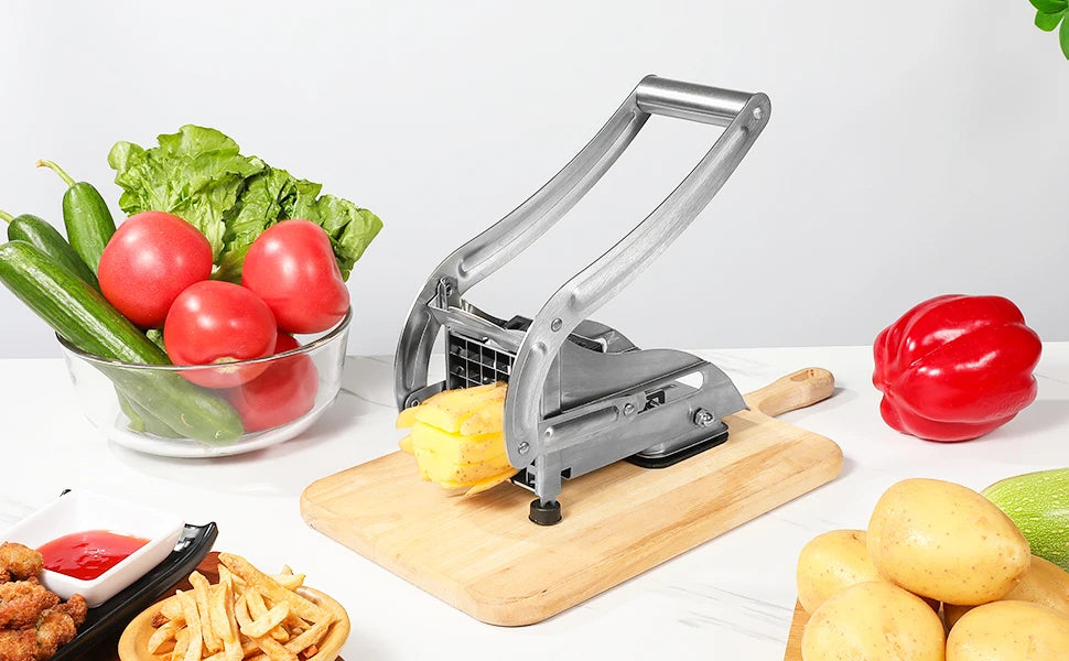 Kitchen Vegetable Potato Fry Cutter, Commercial French Fry Chopper with 2 Cutter, for Carrots, Cucumbers, Accessories Utensils