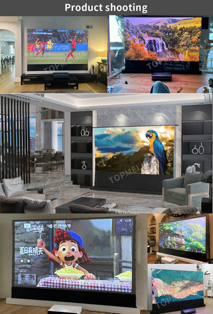 Premium 72‘’ inch - 120” inch 16:9 ALR PET Crystal UST Electric Floor Rising Projector Screen for Gaming & Movies UST Project