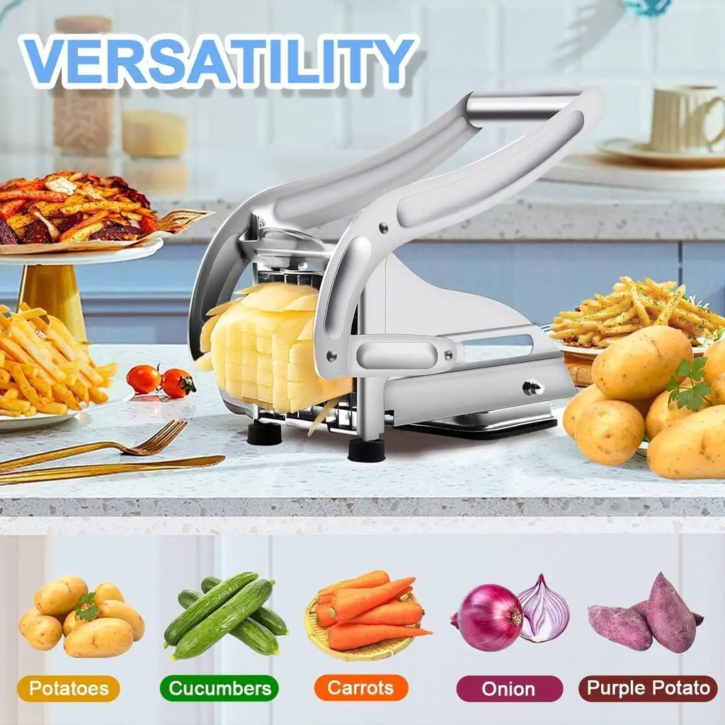Kitchen Vegetable Potato Fry Cutter, Commercial French Fry Chopper with 2 Cutter, for Carrots, Cucumbers, Accessories Utensils
