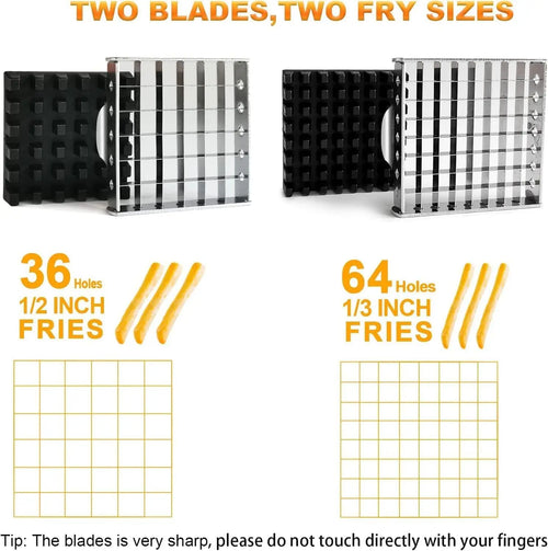 Kitchen Vegetable Potato Fry Cutter, Commercial French Fry Chopper with 2 Cutter, for Carrots, Cucumbers, Accessories Utensils