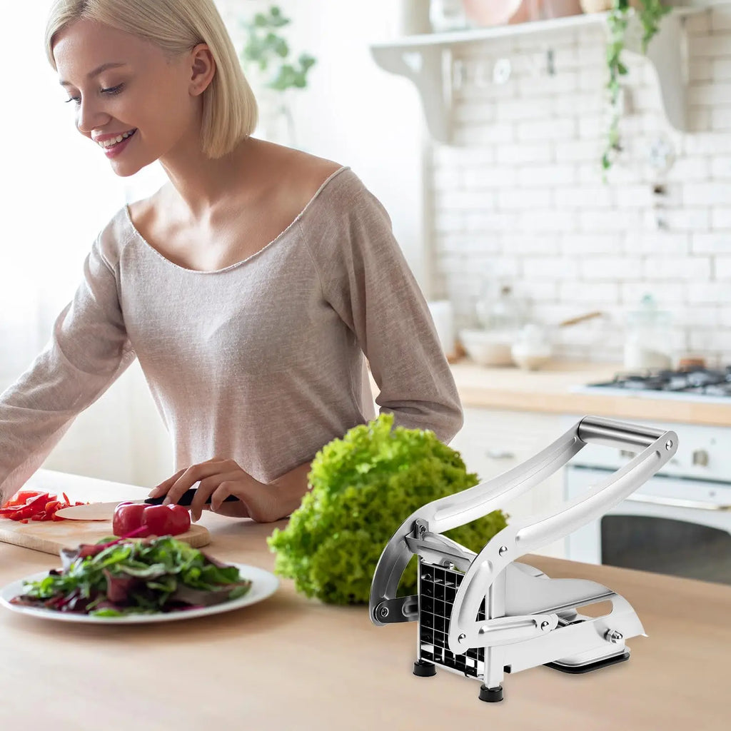 Kitchen Vegetable Potato Fry Cutter, Commercial French Fry Chopper with 2 Cutter, for Carrots, Cucumbers, Accessories Utensils