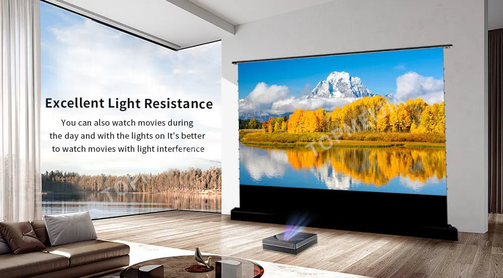 Premium 72‘’ inch - 120” inch 16:9 ALR PET Crystal UST Electric Floor Rising Projector Screen for Gaming & Movies UST Project