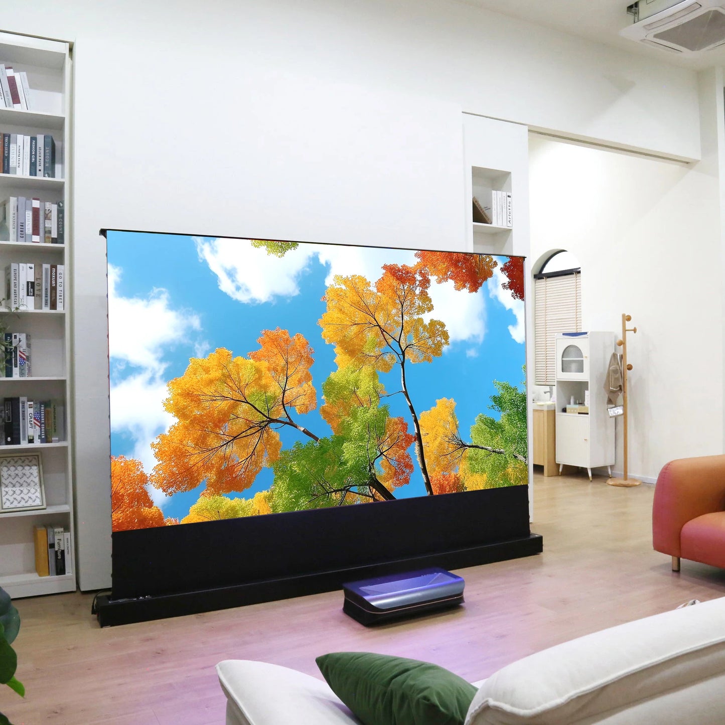 Premium 72‘’ inch - 120” inch 16:9 ALR PET Crystal UST Electric Floor Rising Projector Screen for Gaming & Movies UST Project