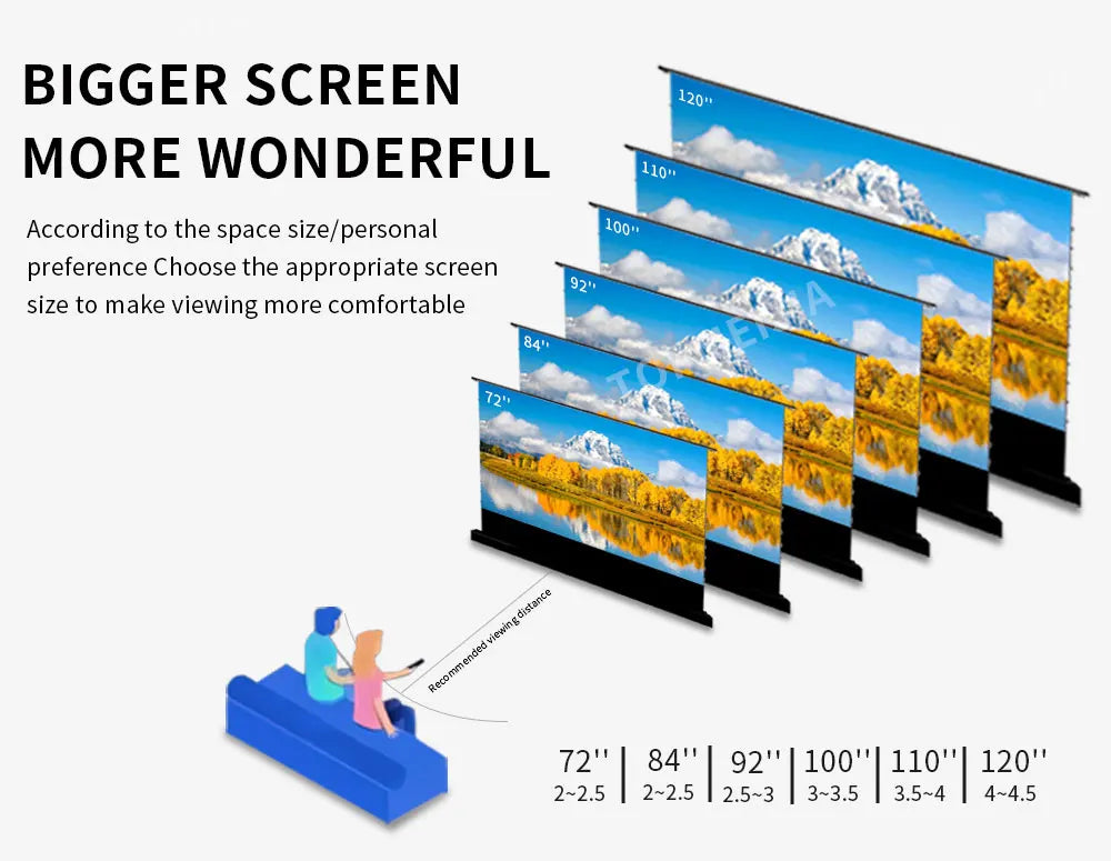Premium 72‘’ inch - 120” inch 16:9 ALR PET Crystal UST Electric Floor Rising Projector Screen for Gaming & Movies UST Project