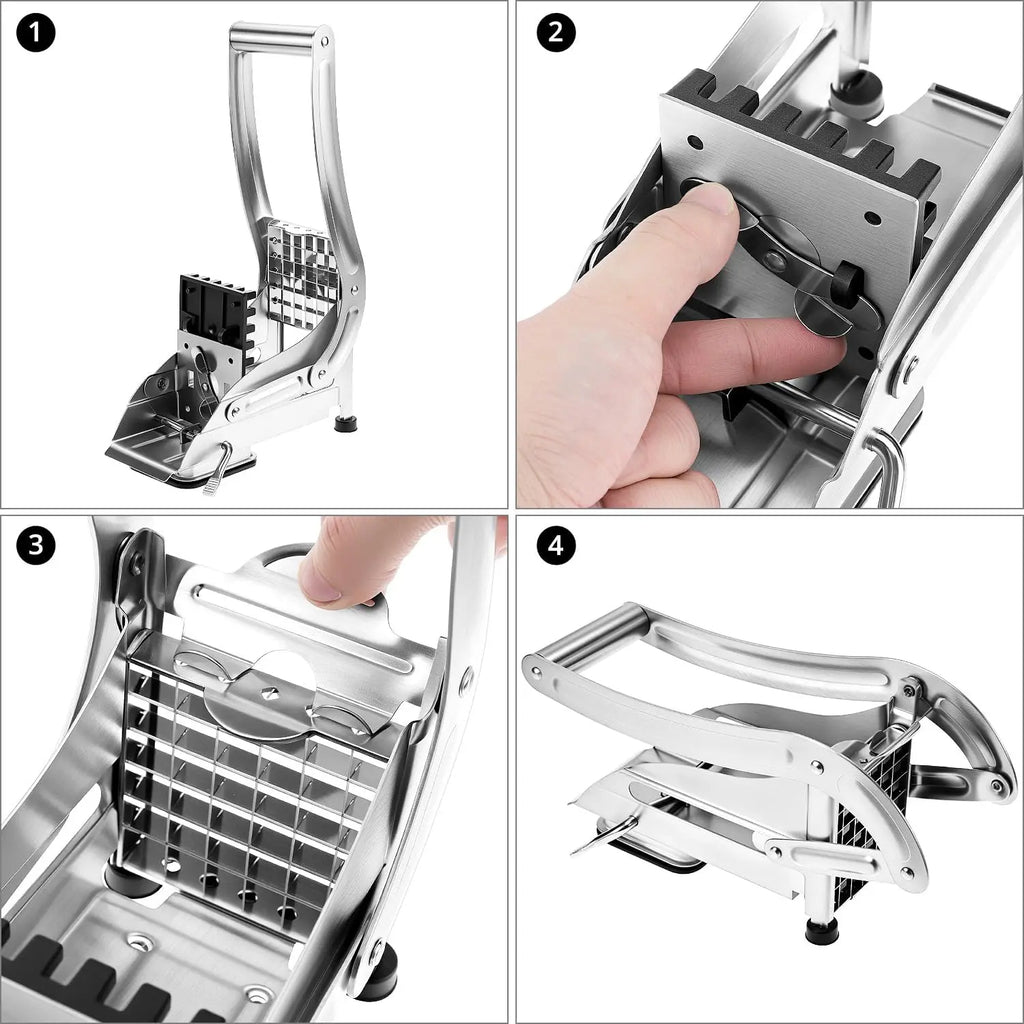 Kitchen Vegetable Potato Fry Cutter, Commercial French Fry Chopper with 2 Cutter, for Carrots, Cucumbers, Accessories Utensils